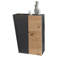 SCHUHSCHRANK Wildeiche furniert, massiv Graphitfarben, Wildeiche  - Wildeiche/Graphitfarben, Natur, Holz/Holzwerkstoff (71,8/98/44,3cm) - Voglauer