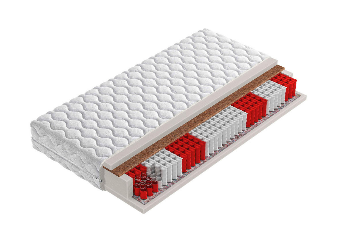 TASCHENFEDERKERNMATRATZE 80/200 cm Höhe ca. 18 cm 7 -Zonen - Weiß, Basics, Textil (80/200cm) - Xora