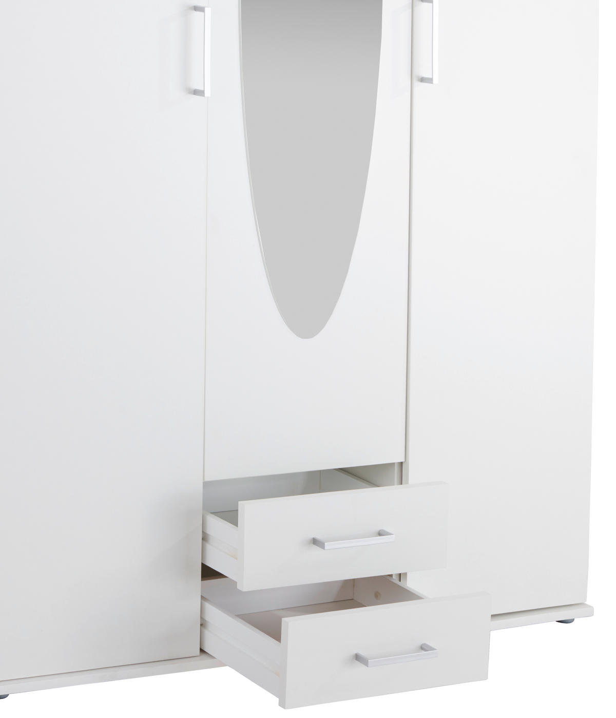 DREHTÜRENSCHRANK 120/196/55 cm 3-türig Weiß  - Eichefarben/Alufarben, Basics, Glas/Holzwerkstoff (120/196/55cm) - P & B