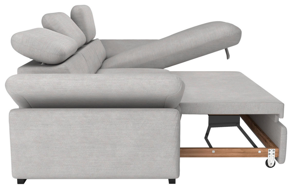 ECKSOFA in Flachgewebe Hellgrau  - Hellgrau/Schwarz, Design, Kunststoff/Textil (250/165cm) - Livetastic