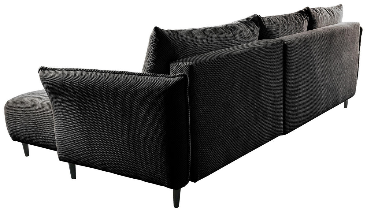 ECKSOFA MONTE CARLO Schwarz Struktur, Plüsch  - Schwarz, Trend, Textil (290/160cm) - MID.YOU