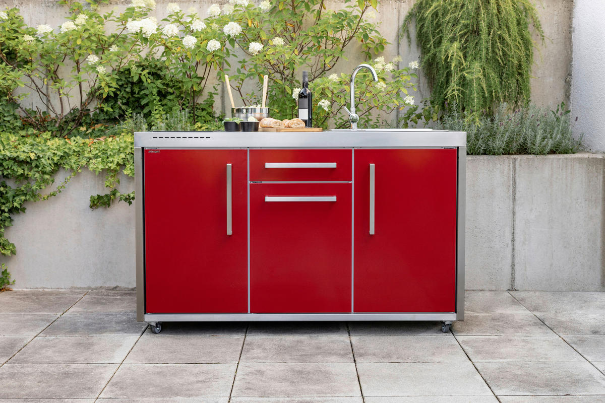 OUTDOORKÜCHE - Edelstahlfarben/Braun, Basics, Metall (157/98/62cm)