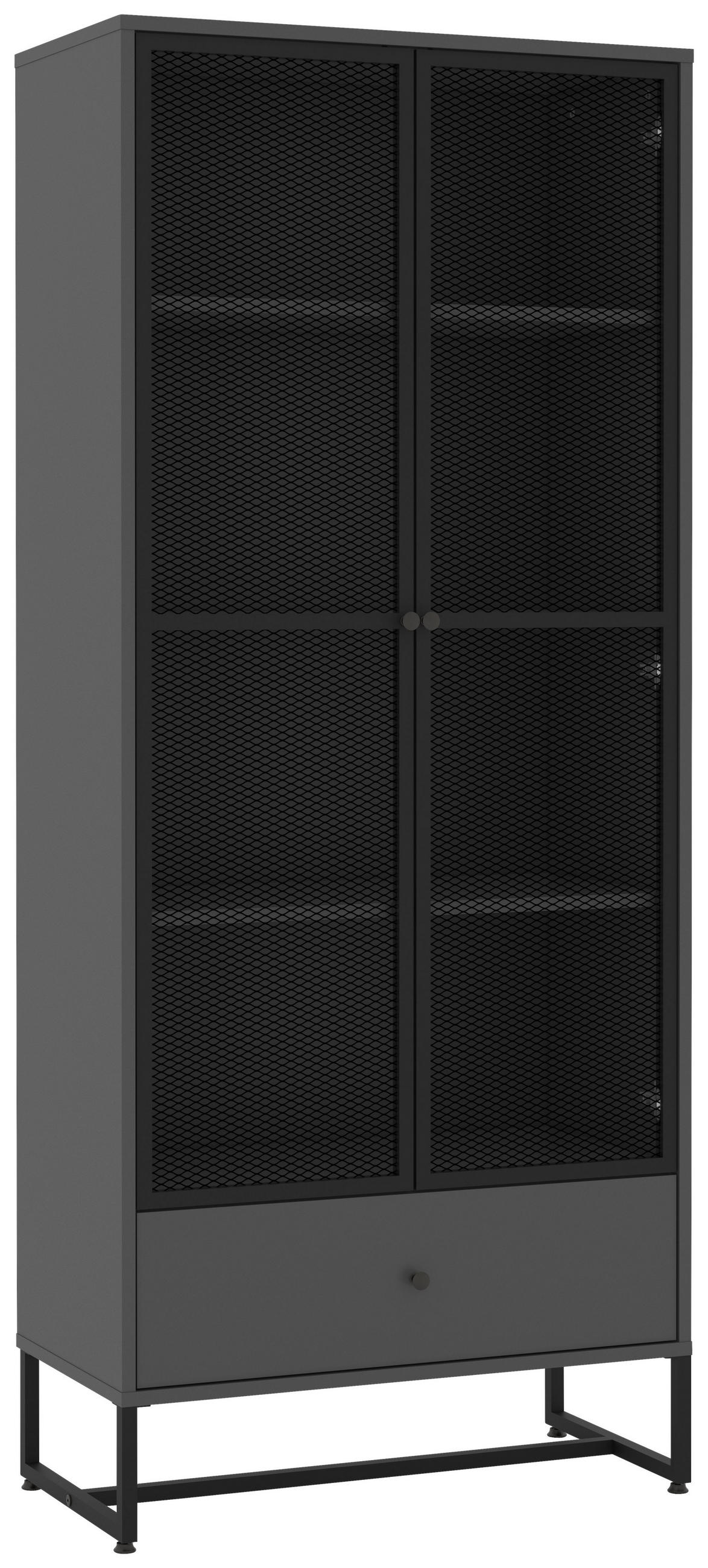 VITRINE in Anthrazit, Schwarz  - Anthrazit/Schwarz, MODERN, Holzwerkstoff/Metall (80/190/41cm) - P & B