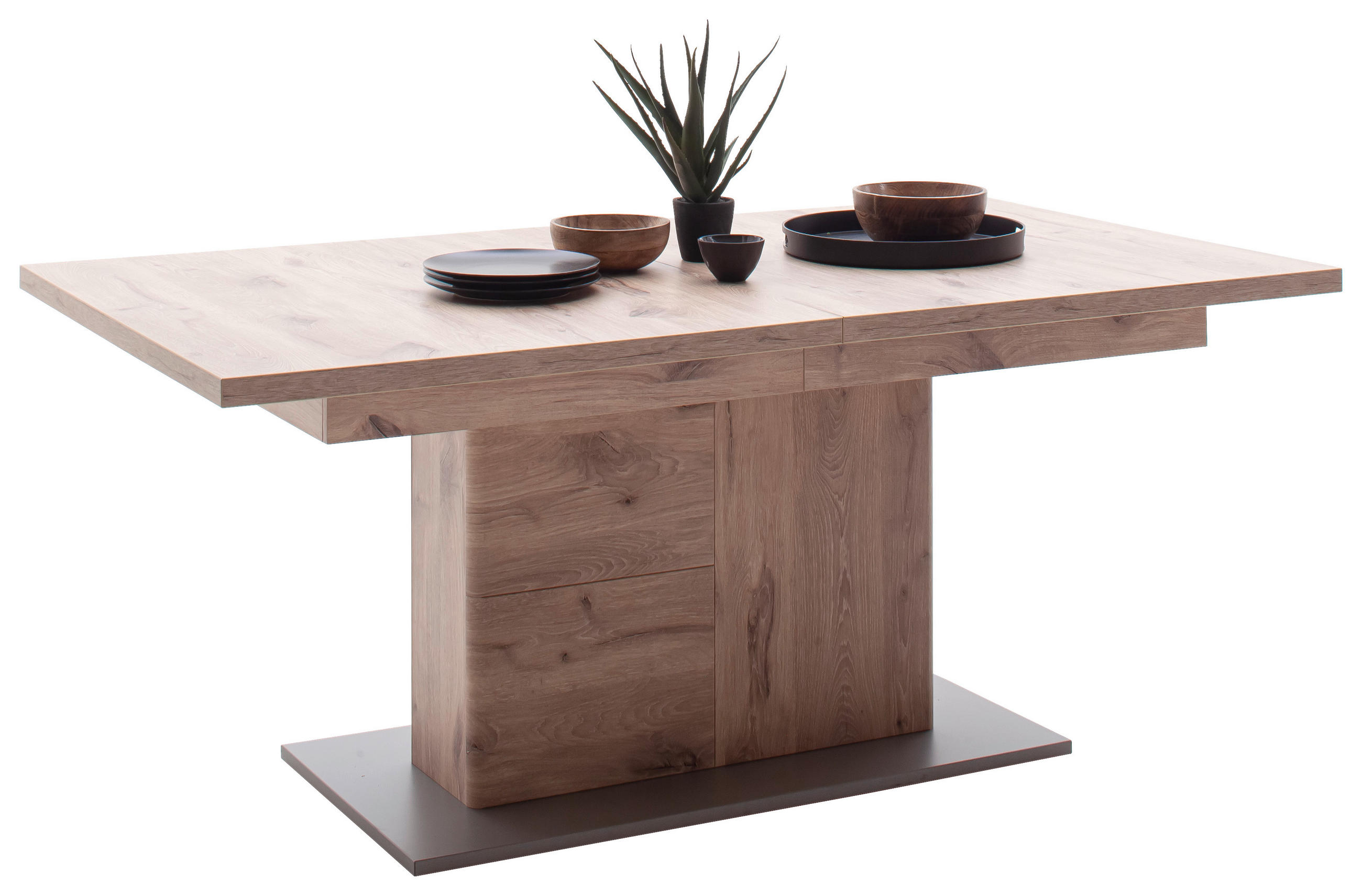 AUSZIEHTISCH Holzwerkstoff 180-280/100/77 cm  - Eiche dunkel/Anthrazit, Konventionell, Holzwerkstoff (180-280/100/77cm) - Cantus