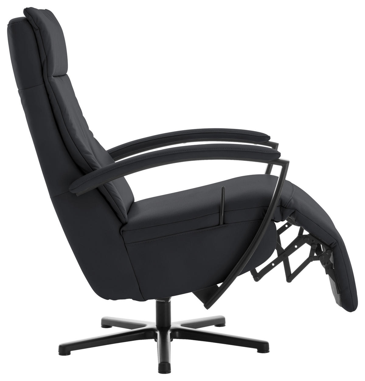 RELAXSESSEL in Leder Anthrazit  - Anthrazit/Schwarz, Design, Leder/Metall (76/112/83cm) - Beldomo Speed