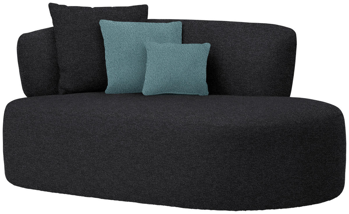 RÉCAMIERE  in Plüsch Anthrazit, Petrol  - Anthrazit/Petrol, MODERN, Kunststoff/Textil (166/86/105cm) - Hom`in