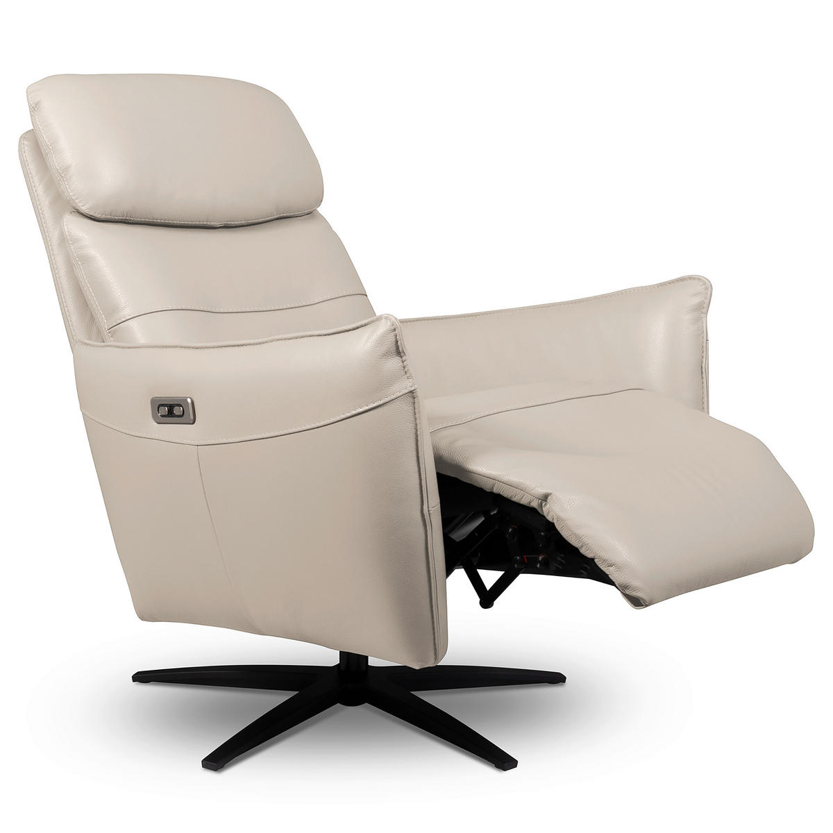 RELAXSESSEL in Leder Hellgrau  - Hellgrau/Schwarz, Design, Leder/Metall (77/107/88cm) - Livetastic