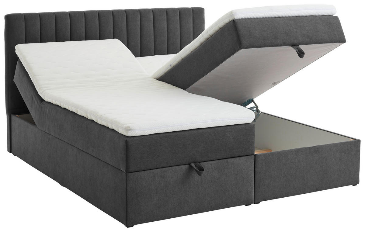 BOXBETT 160/200 cm  in Grau  - Grau, MODERN, Kunststoff/Textil (160/200cm) - MID.YOU