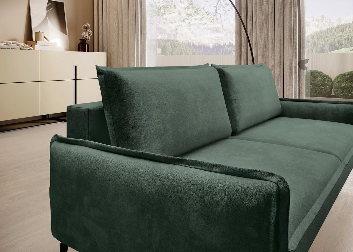 SCHLAFSOFA Chenille Waldgrün  - Waldgrün/Schwarz, KONVENTIONELL, Textil/Metall (223/89/107cm) - Carryhome