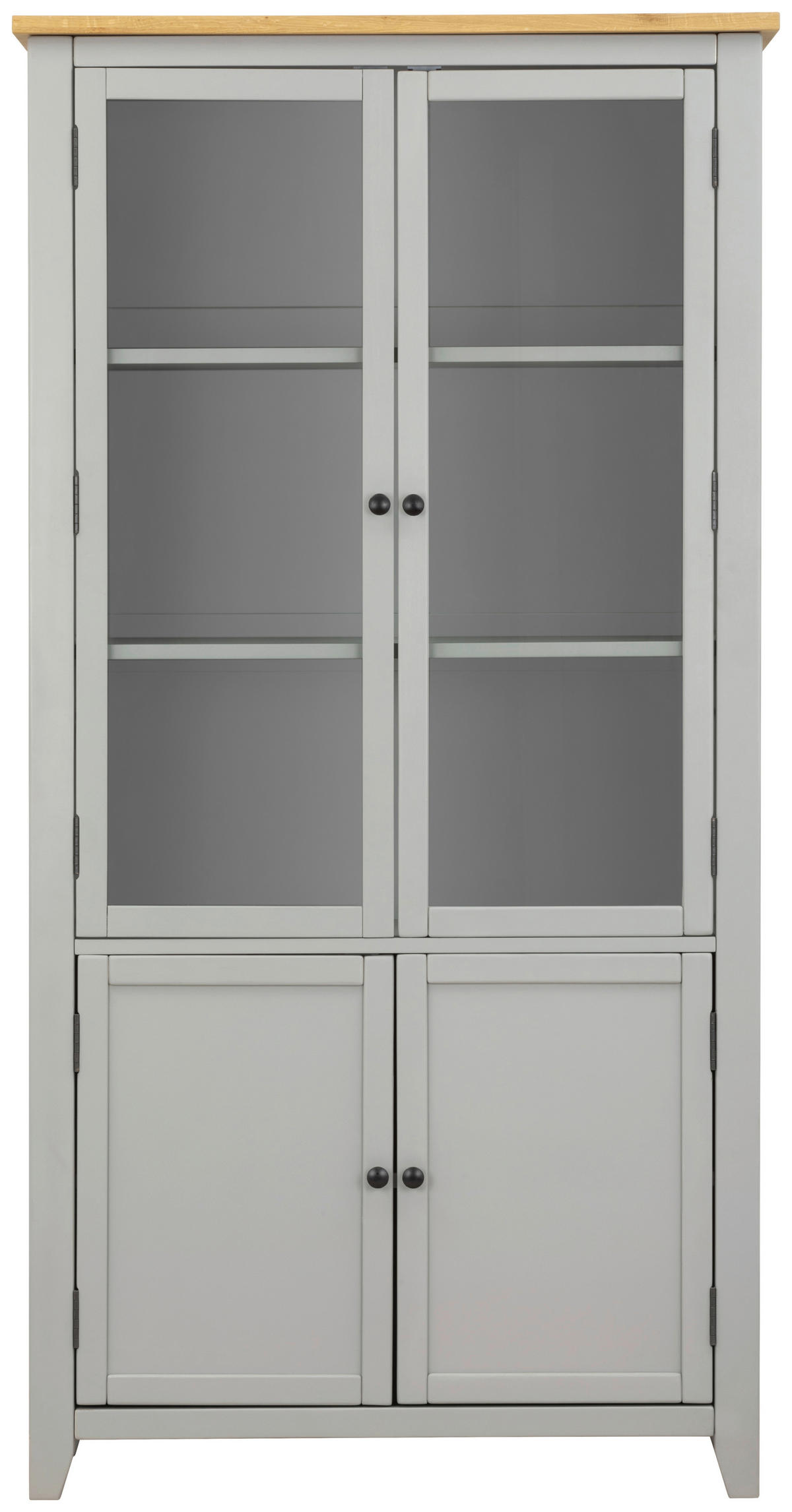 VITRINE in furniert, massiv Eiche, Kiefer Grau, Klar, Naturfarben  - Klar/Silberfarben, Lifestyle, Glas/Holz (100/195/43cm) - MID.YOU
