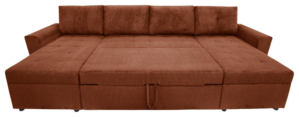 WOHNLANDSCHAFT TERMOLI Rostfarben Cord  - Rostfarben/Schwarz, Design, Kunststoff/Textil (155/296/155cm) - MID.YOU