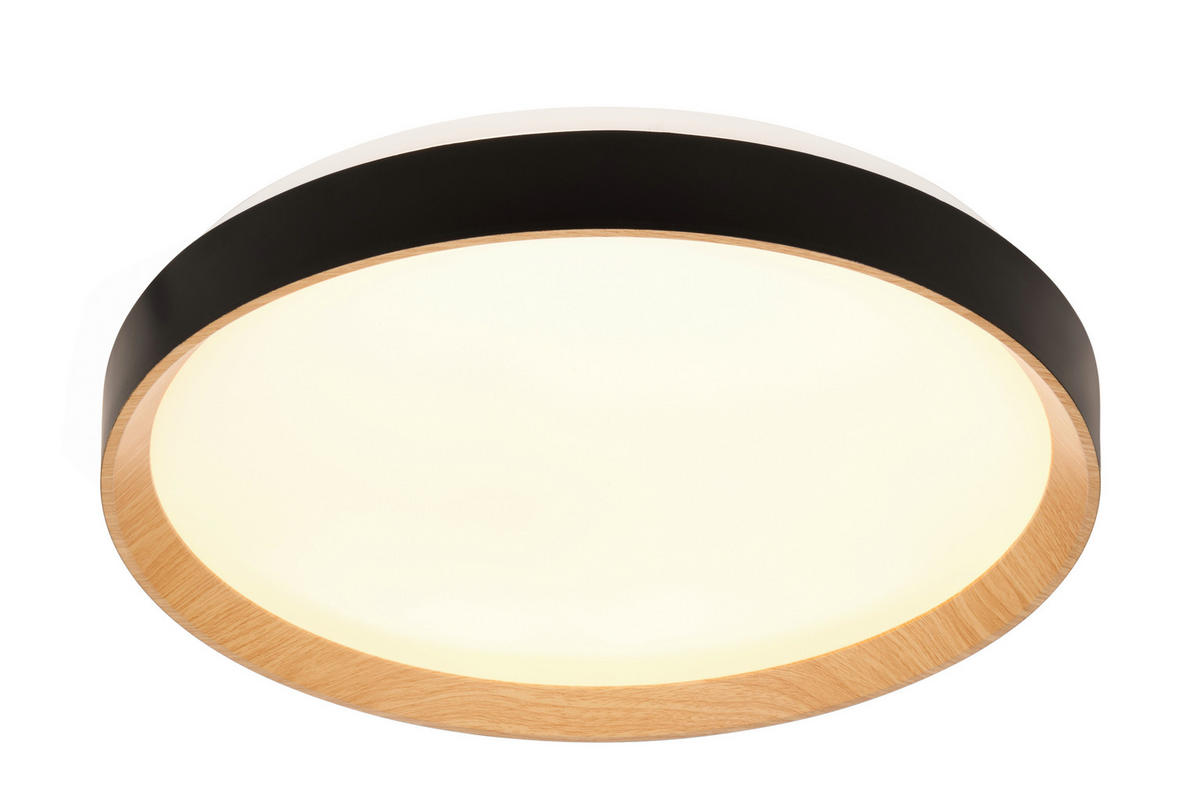 LED-DECKENLEUCHTE Nashville 48/8 cm   - Schwarz/Sonoma Eiche, Basics, Kunststoff/Metall (48/8cm) - Novel