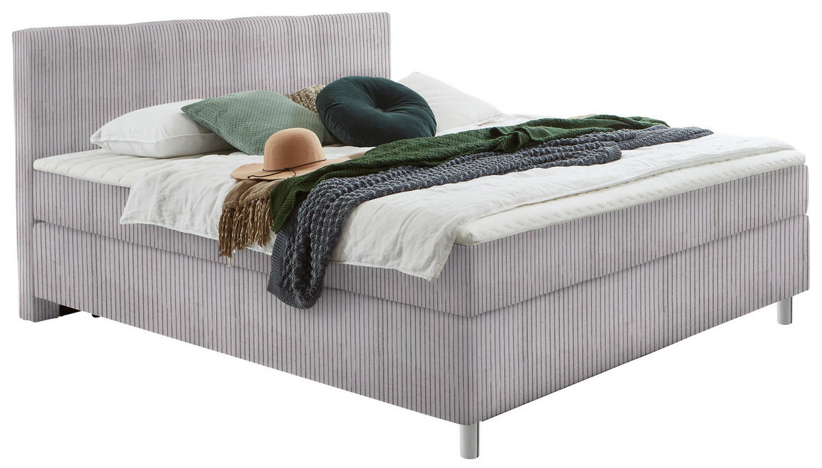 BOXSPRINGBETT 100/200 cm  in Grau  - Chromfarben/Grau, KONVENTIONELL, Kunststoff/Textil (100/200cm) - Hom`in