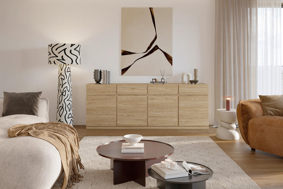 SIDEBOARD Bern  in 224,8/82,5/40 cm  - Eichefarben, Design, Holzwerkstoff (224,8/82,5/40cm) - MID.YOU