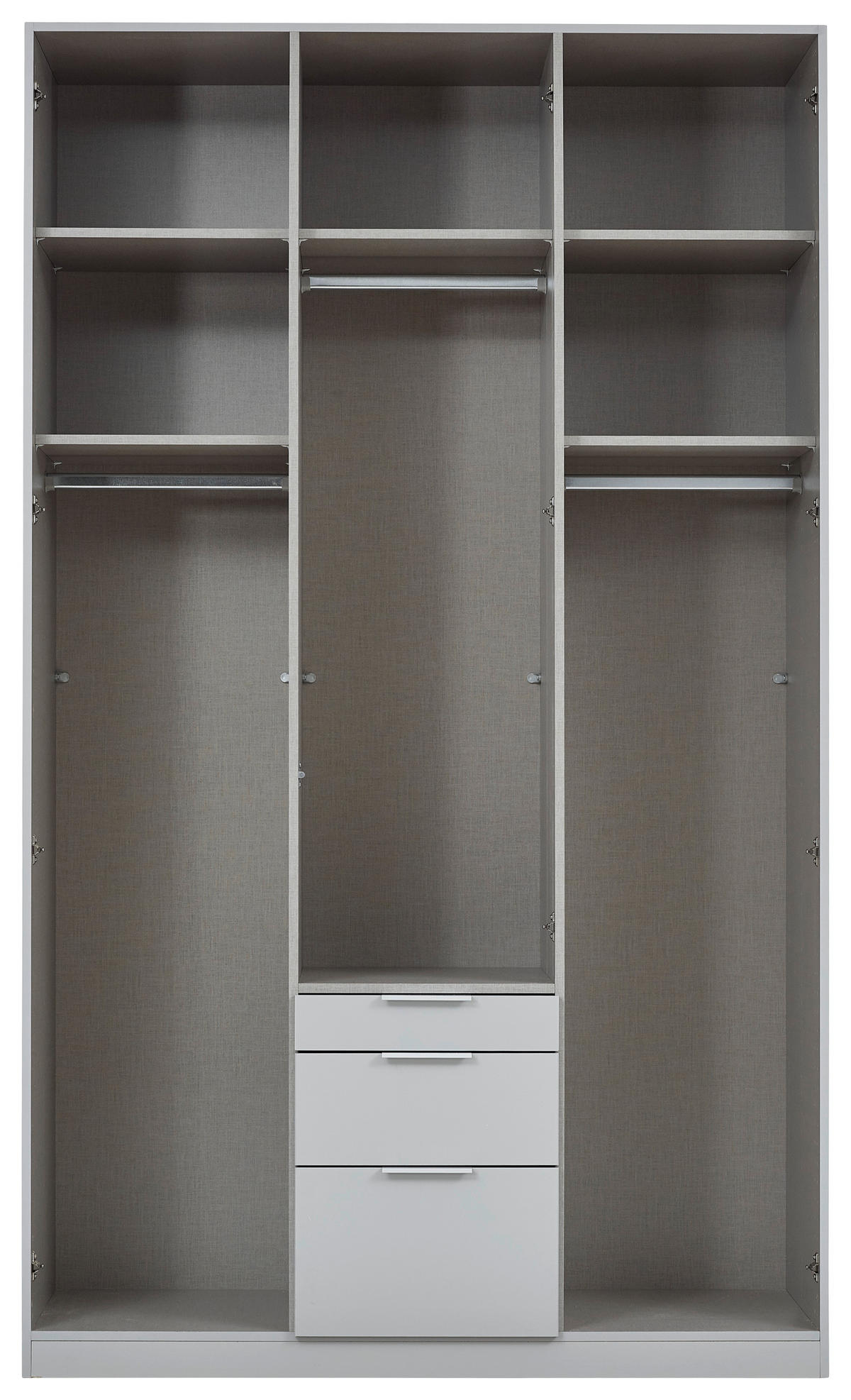 GARDEROB MED GÅNGJÄRN 136/229/54 cm 3-dörrar - Sonoma ek/aluminiumfärg, Modern, trämaterial (136/229/54cm) - Rauch Möbel