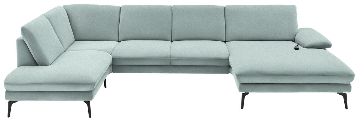WOHNLANDSCHAFT in Webstoff Mintgrün  - Schwarz/Mintgrün, Design, Textil/Metall (208/344/180cm) - Dieter Knoll
