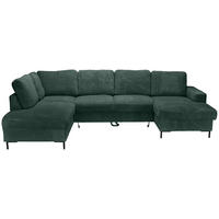 WOHNLANDSCHAFT Dunkelgrün Cord  - Dunkelgrün/Schwarz, KONVENTIONELL, Textil/Metall (197/303/148cm) - Carryhome