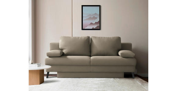 SCHLAFSOFA  in Flachgewebe Cappuccino  - Schwarz/Cappuccino, MODERN, Textil/Metall (194/91/90cm) - Novel
