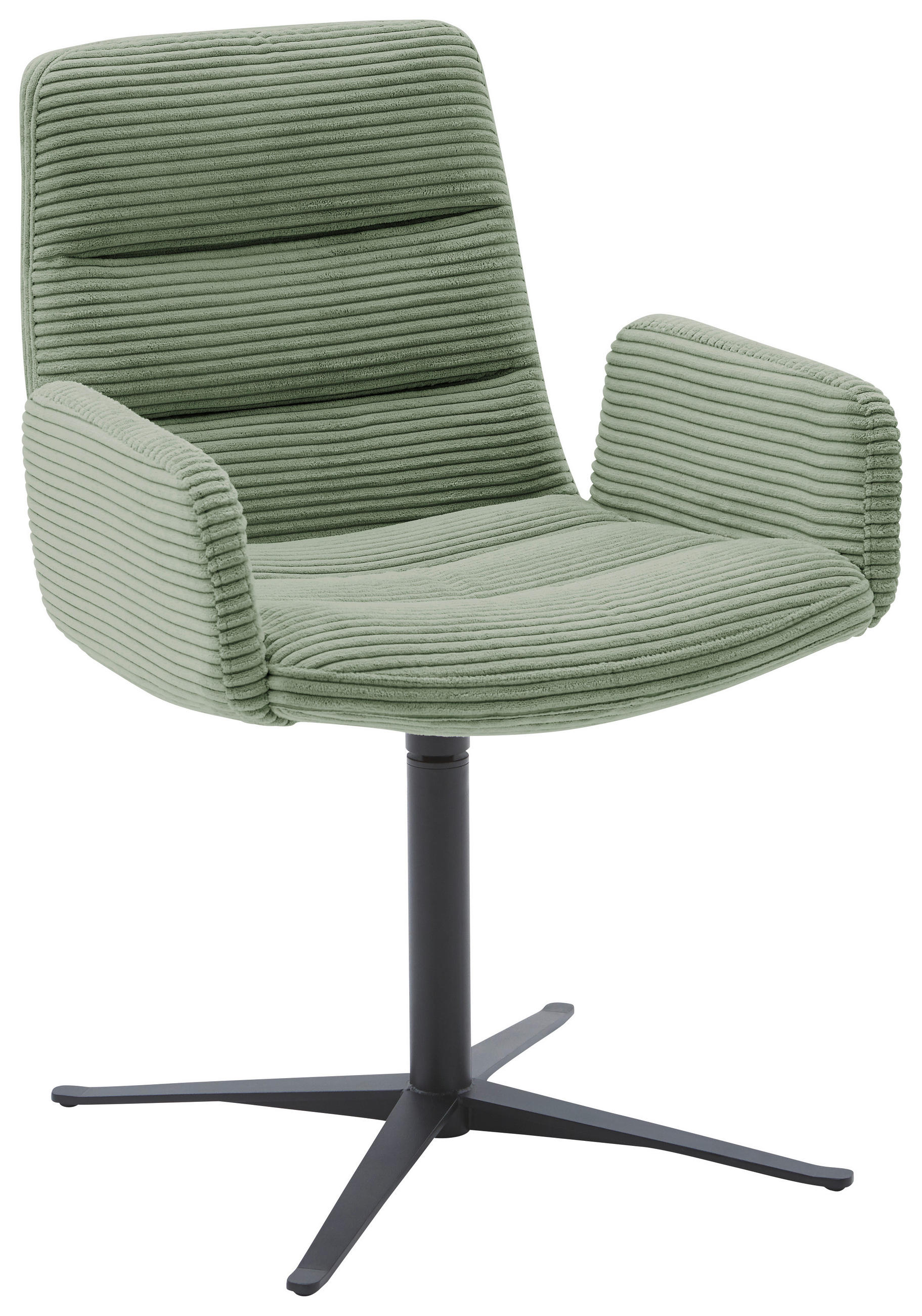ARMLEHNSTUHL  in Cord  - Schwarz/Graugrün, Design, Textil/Metall (61/88/66cm) - Dieter Knoll