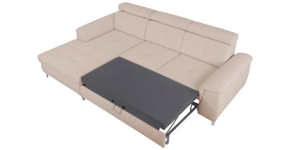ECKSOFA Creme Flachgewebe  - Chromfarben/Creme, KONVENTIONELL, Textil/Metall (175/268cm) - Carryhome
