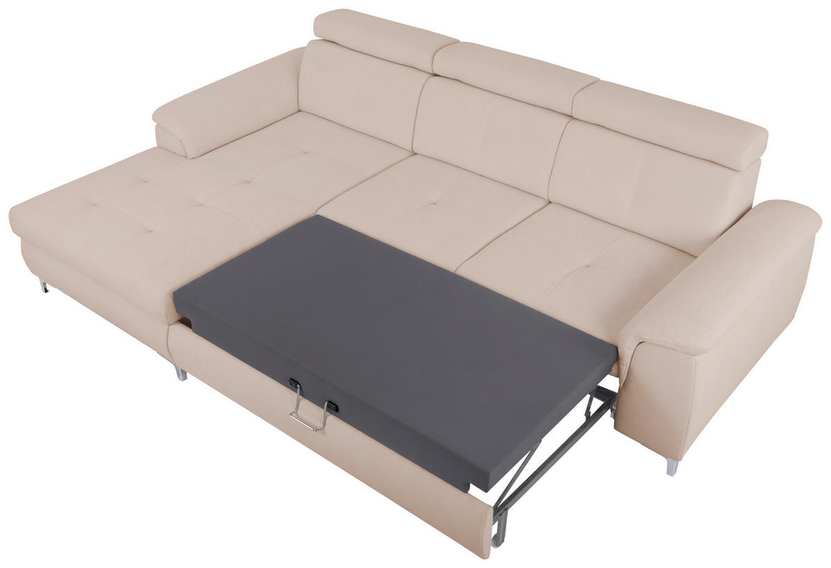 ECKSOFA in Flachgewebe Creme  - Chromfarben/Creme, Konventionell, Textil/Metall (175/268cm) - Carryhome