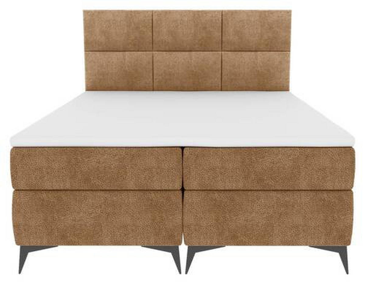 BOXBETT 180/200 cm  in Hellbraun  - Hellbraun/Schwarz, Konventionell, Textil/Metall (180/200cm) - Carryhome