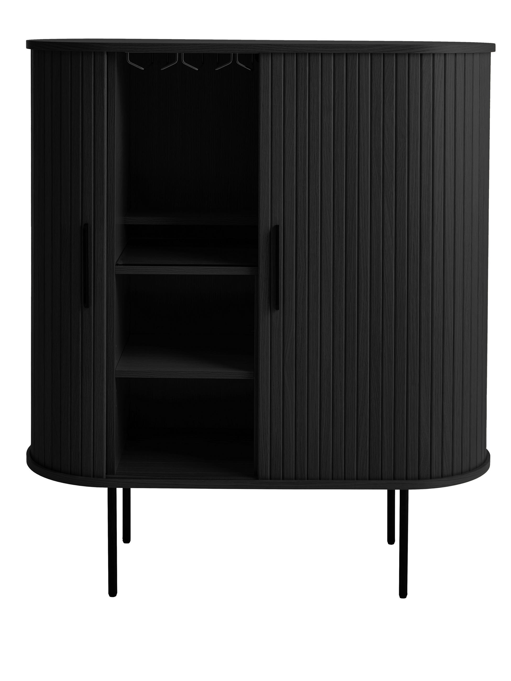 WEINSCHRANK Schwarz  100/118/40 cm  - Schwarz, Trend, Holz/Holzwerkstoff (100/118/40cm) - home24