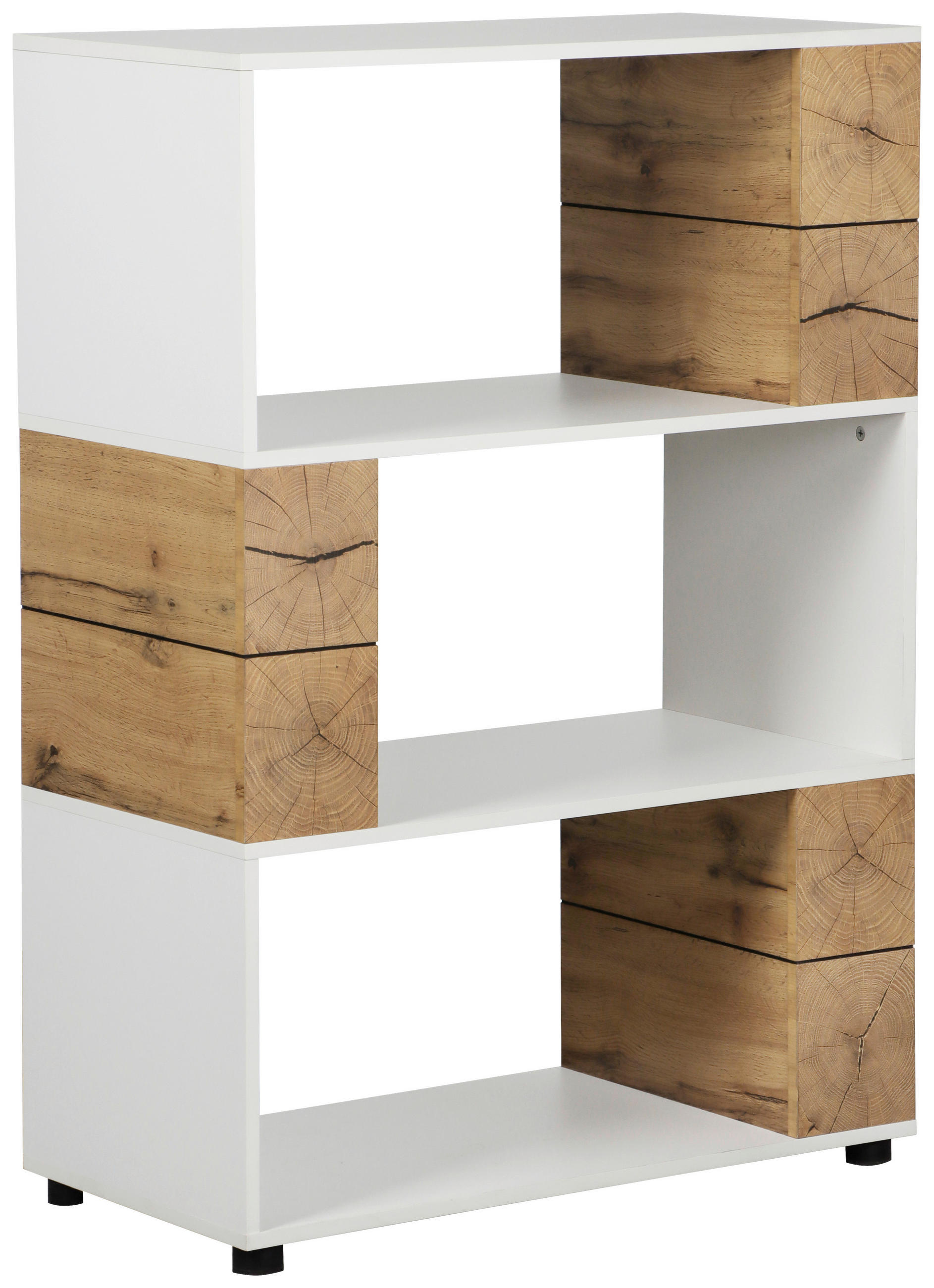 ÉTAGÈRE  80/113/40 cm blanc, couleur de chêne  - couleur de chêne/noir, Natur, matière synthétique/matériau de bois (80/113/40cm) - MID.YOU