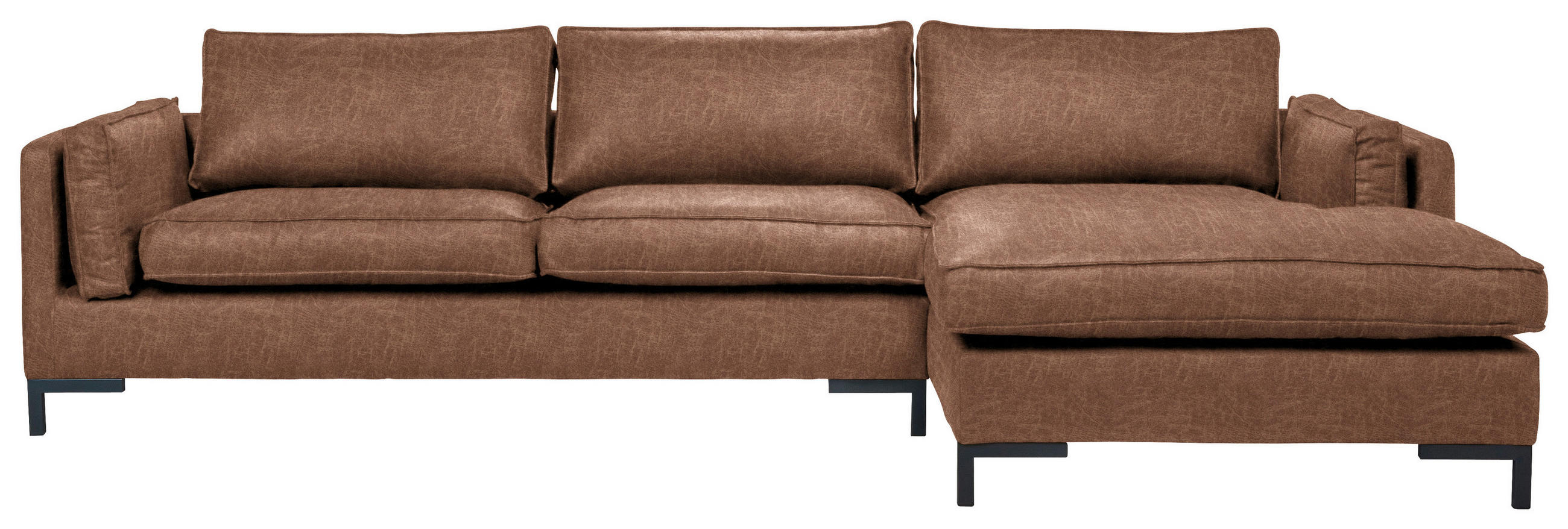 ECKSOFA Braun Lederlook  - Schwarz/Braun, Design, Textil/Metall (295/160cm) - Livetastic