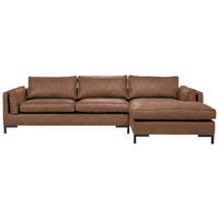 ECKSOFA in Lederlook Braun  - Schwarz/Braun, Design, Textil/Metall (295/160cm) - Livetastic