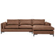 ECKSOFA in Lederlook Braun  - Schwarz/Braun, Design, Textil/Metall (295/160cm) - Hom`in