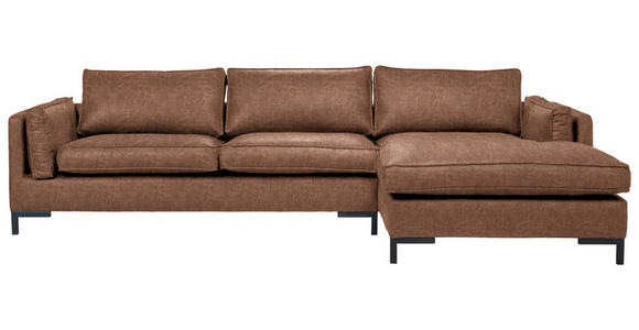 ECKSOFA in Lederlook Braun  - Schwarz/Braun, Design, Textil/Metall (295/160cm) - Hom`in