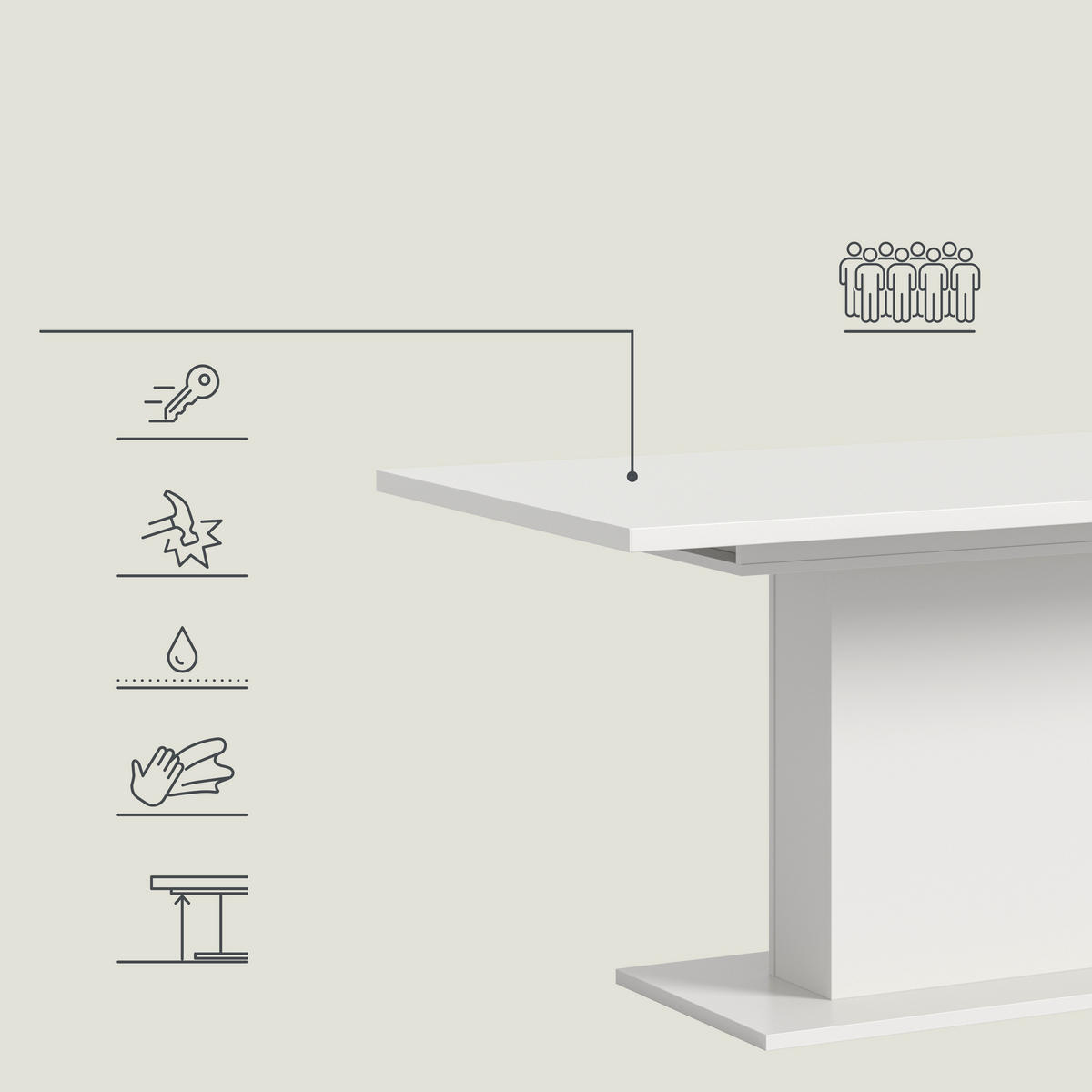 AUSZIEHTISCH in Holzwerkstoff 150-190/90/76 cm  - Weiß, KONVENTIONELL, Holzwerkstoff (150-190/90/76cm) - MID.YOU