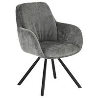 ARMLEHNSTUHL  in Eisen Chenille  - Schwarz/Grau, LIFESTYLE, Holz/Textil (62/88/66cm) - MID.YOU
