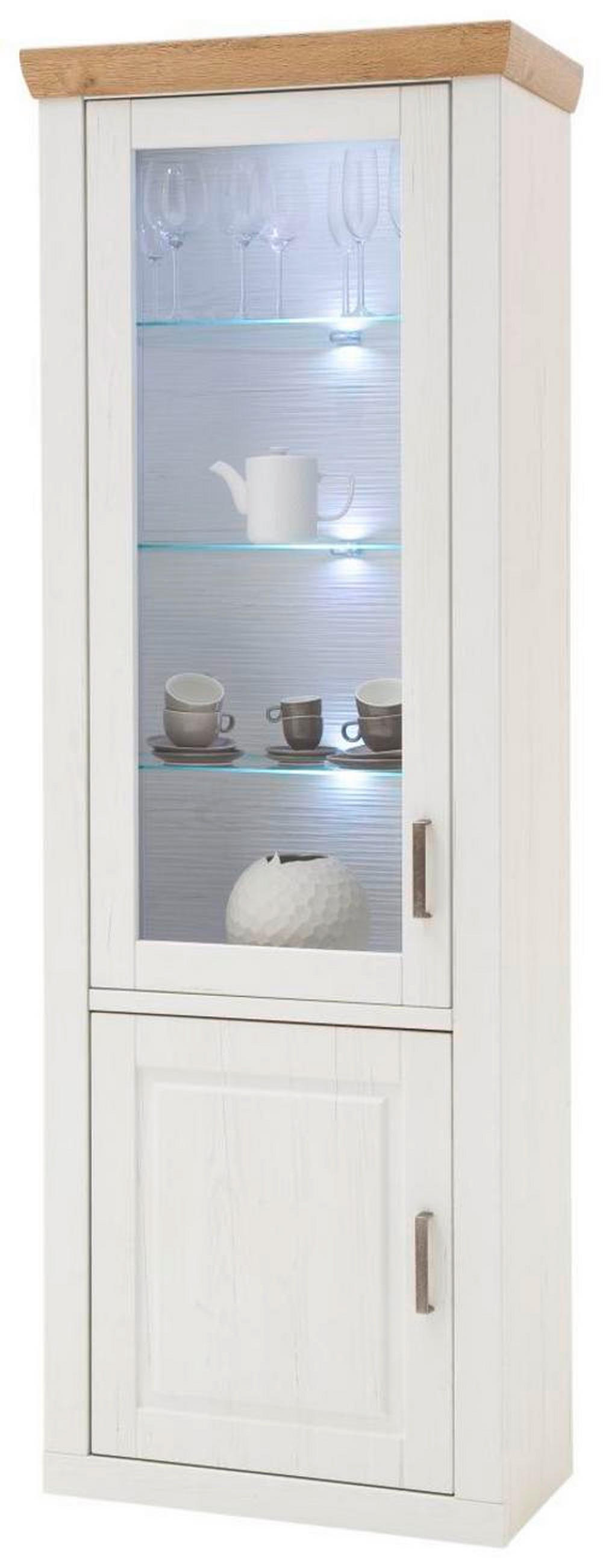 VITRINE in Eichefarben, Pinienfarben  - Eichefarben/Schwarz, Lifestyle, Glas/Holzwerkstoff (73/210/40cm) - Livetastic