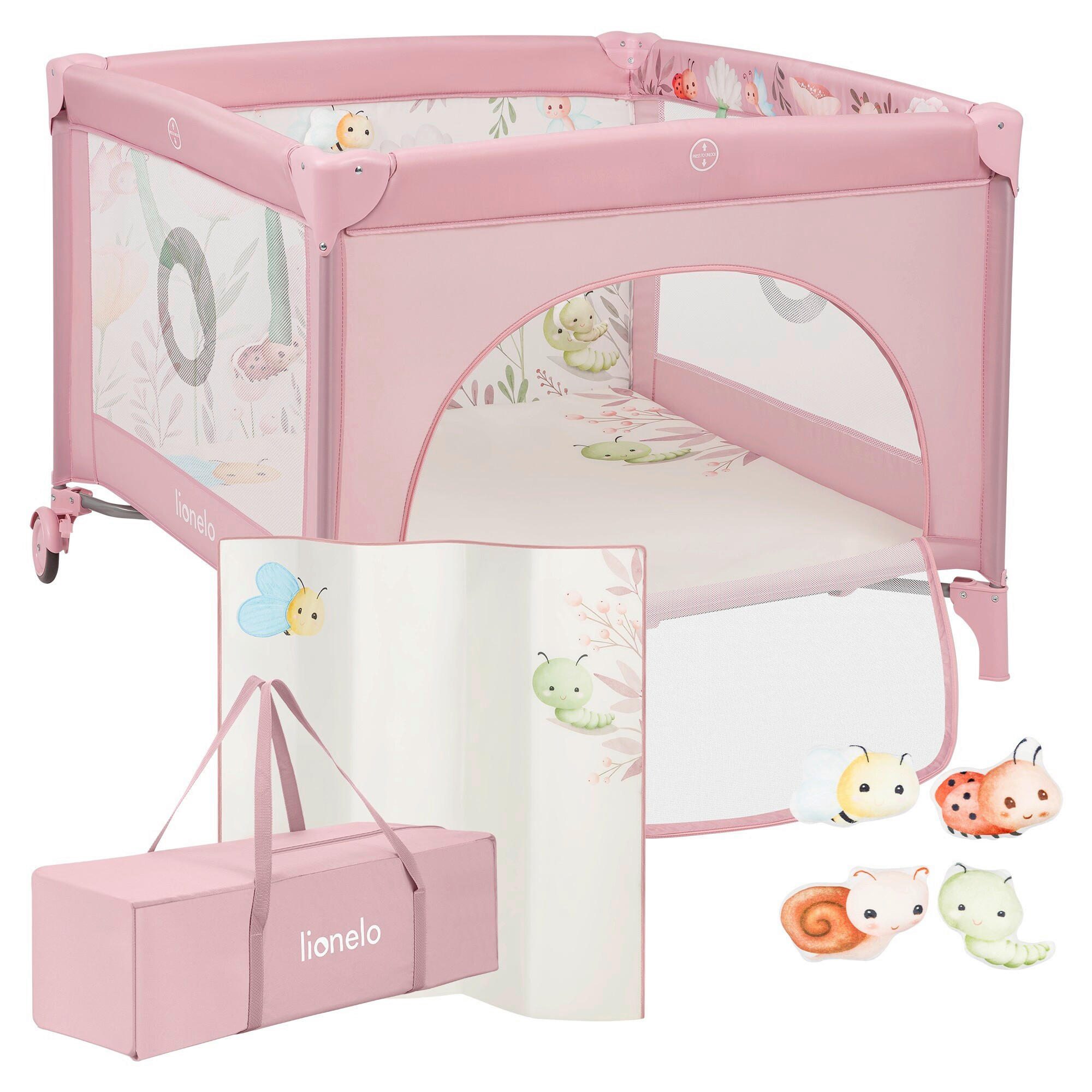 LAUFGITTER Mille Plus  100/100/77 cm  - Rosa, Basics, Textil (100/100/77cm) - Lionelo