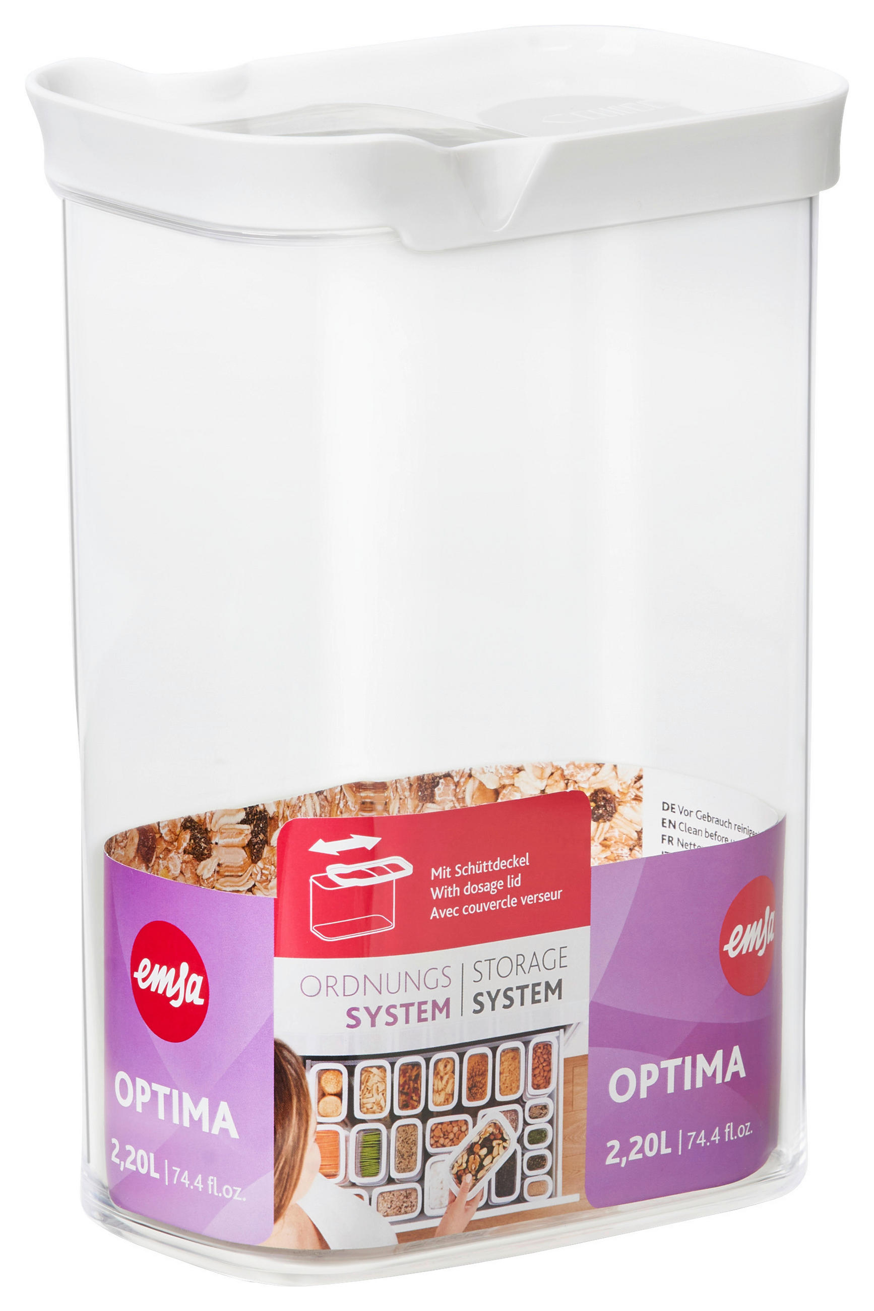 FRISCHHALTEDOSE 2,2 l  - Rot, KONVENTIONELL, Glas/Kunststoff (16,0/9,9/23,0cm) - Emsa