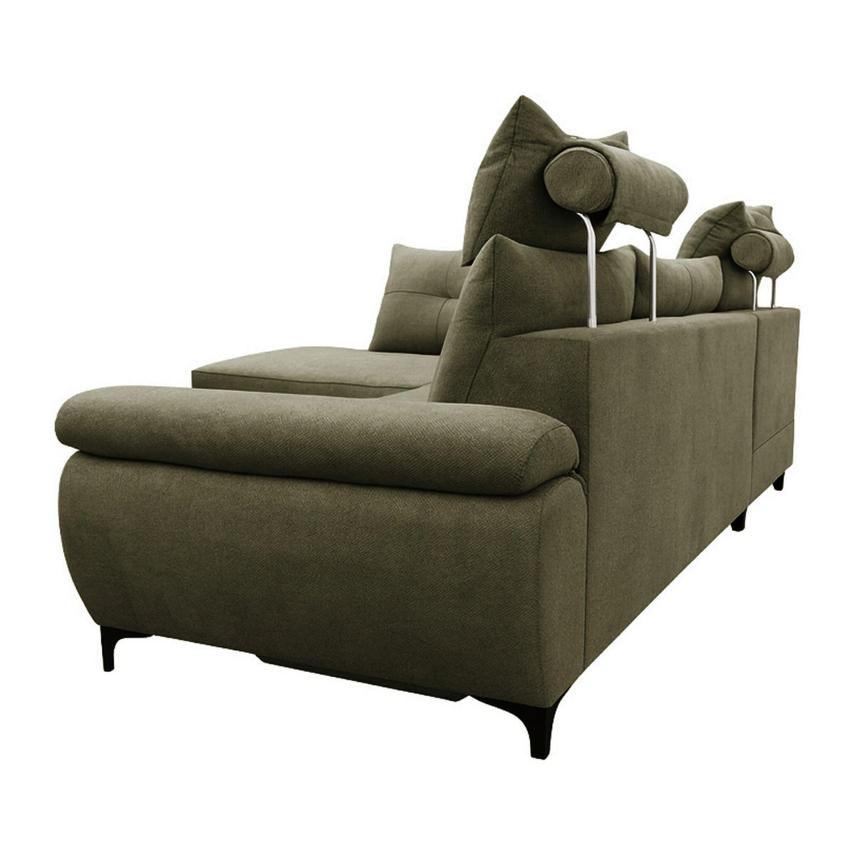 ECKSOFA SOLEI Grün Chenille Zierkissen, Bettkasten, Kopfstütze  - Schwarz/Grün, Design, Kunststoff/Textil (203/265cm) - MID.YOU