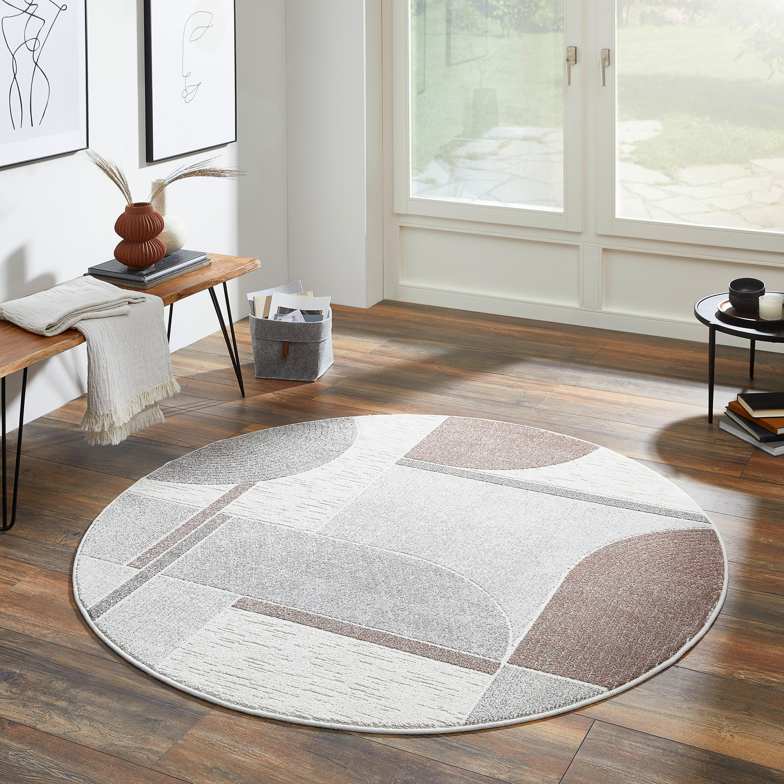 WEBTEPPICH 160 cm Valencia Grau, Weiß, Bordeaux  - Bordeaux/Weiß, Design, Textil (160cm)