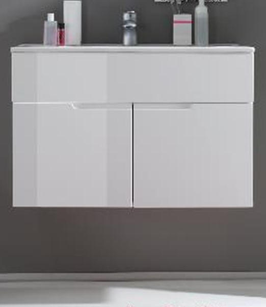 SKŘÍŇKA S UMYVADLEM, vysoce lesklá bílá - bílá/barvy hliníku, Design, kompozitní dřevo/přírodní materiály (81/55/47cm) - Venda