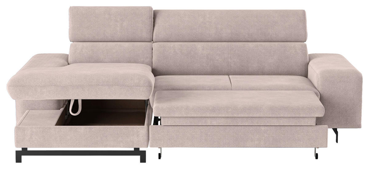 ECKSOFA Creme Chenille  - Creme/Schwarz, Textil/Metall (165/267cm) - MID.YOU