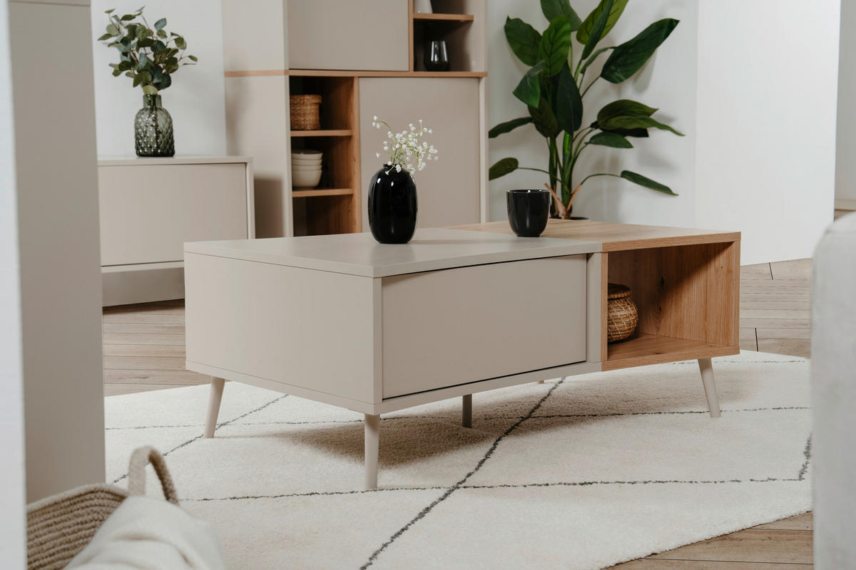 COUCHTISCH rechteckig Sandfarben, Eiche Artisan  - Sandfarben/Eiche Artisan, Design, Holzwerkstoff/Kunststoff (94/40/60cm) - MID.YOU