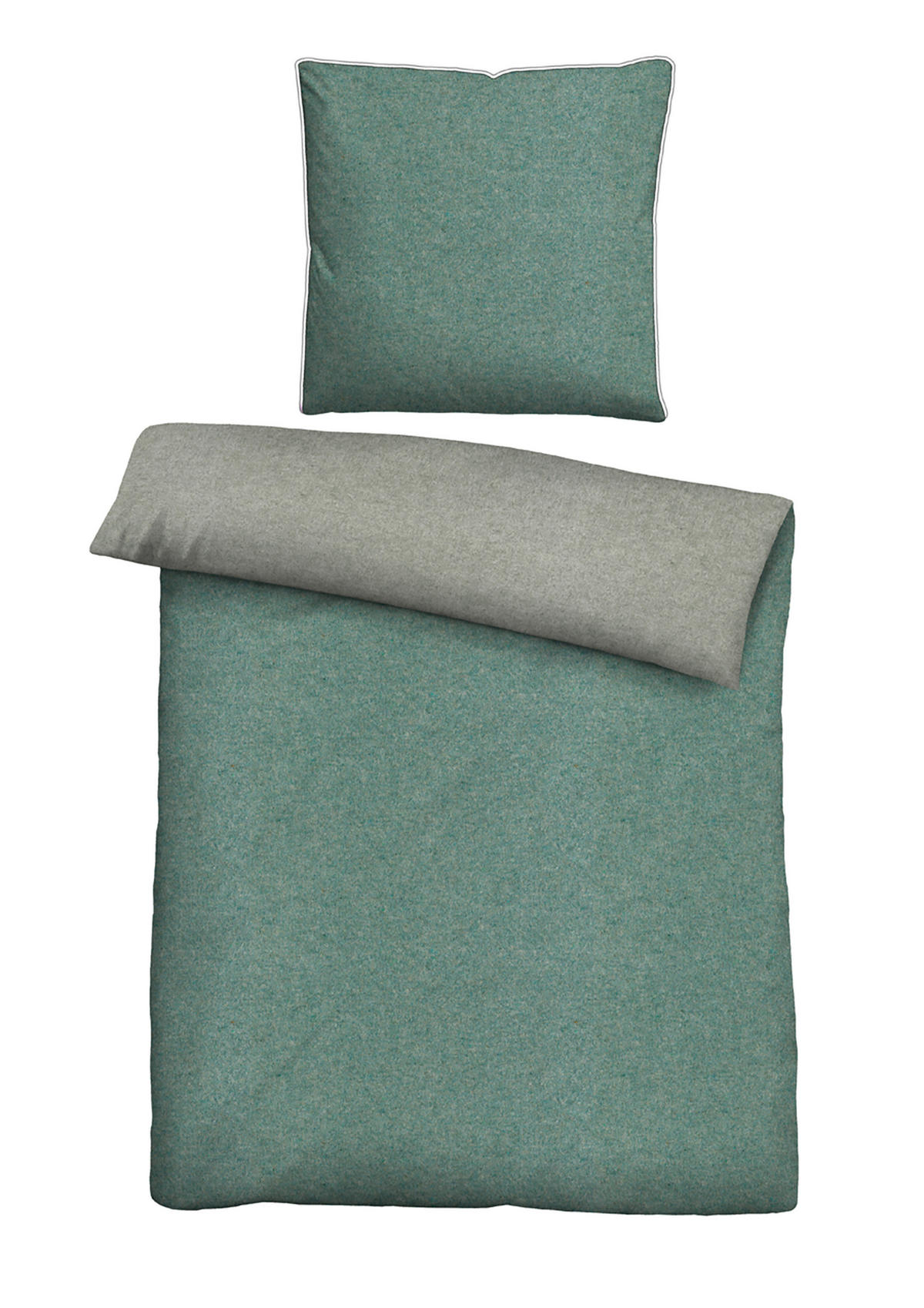 BETTWÄSCHE Flanell 155/220 cm  - Dunkelgrün/Hellgrau, Design, Textil (155/220cm) - Novel