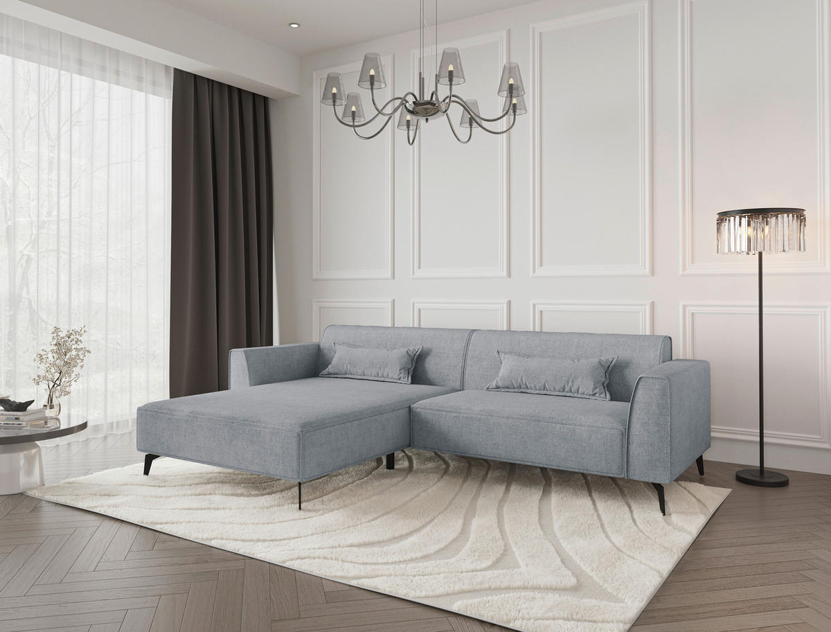 ECKSOFA  in Grau  190/295 cm  - Schwarz/Grau, MODERN, Textil/Metall (190/295cm) - Carryhome