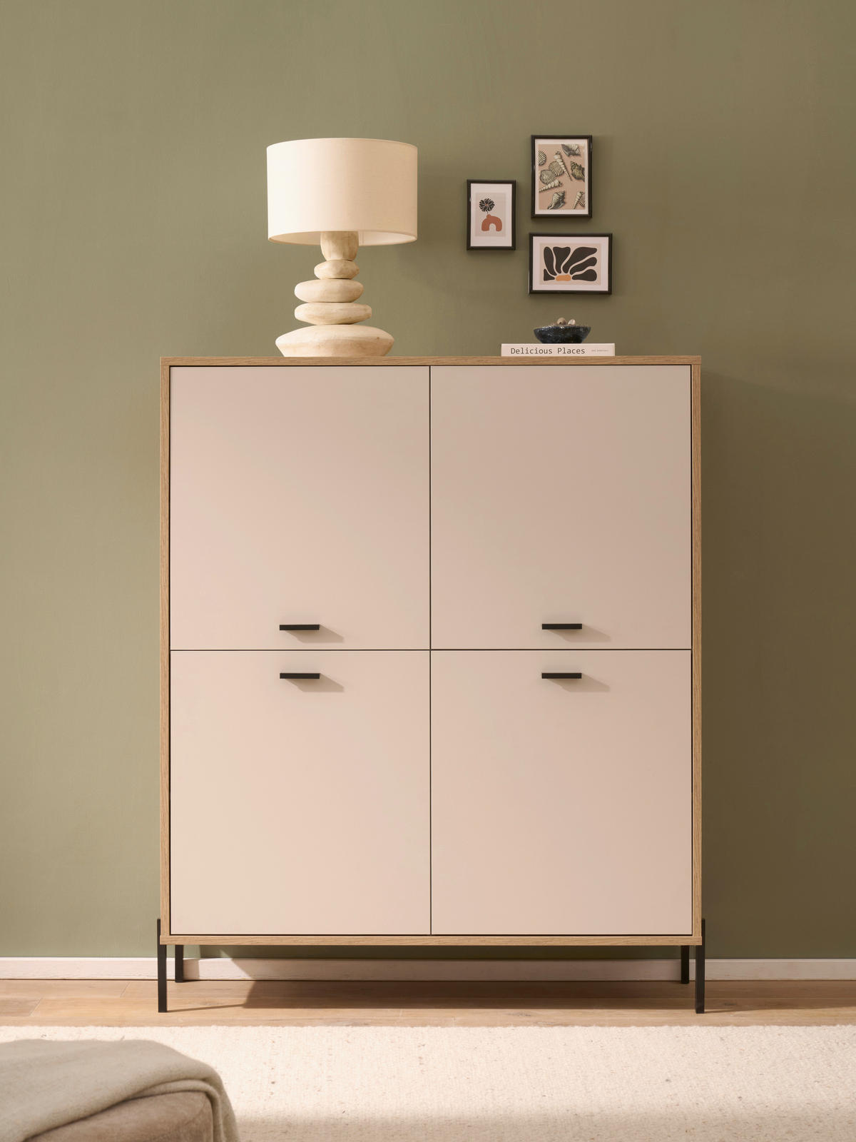 HIGHBOARD , 115/140/40 cm,  - Kaschmir/Eichefarben, Design, Holzwerkstoff/Metall (115/140/40cm) - MID.YOU