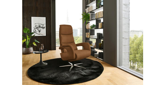 RELAXSESSEL in Leder Karamell  - Edelstahlfarben/Karamell, Design, Leder/Metall (76/119/86cm) - Dieter Knoll