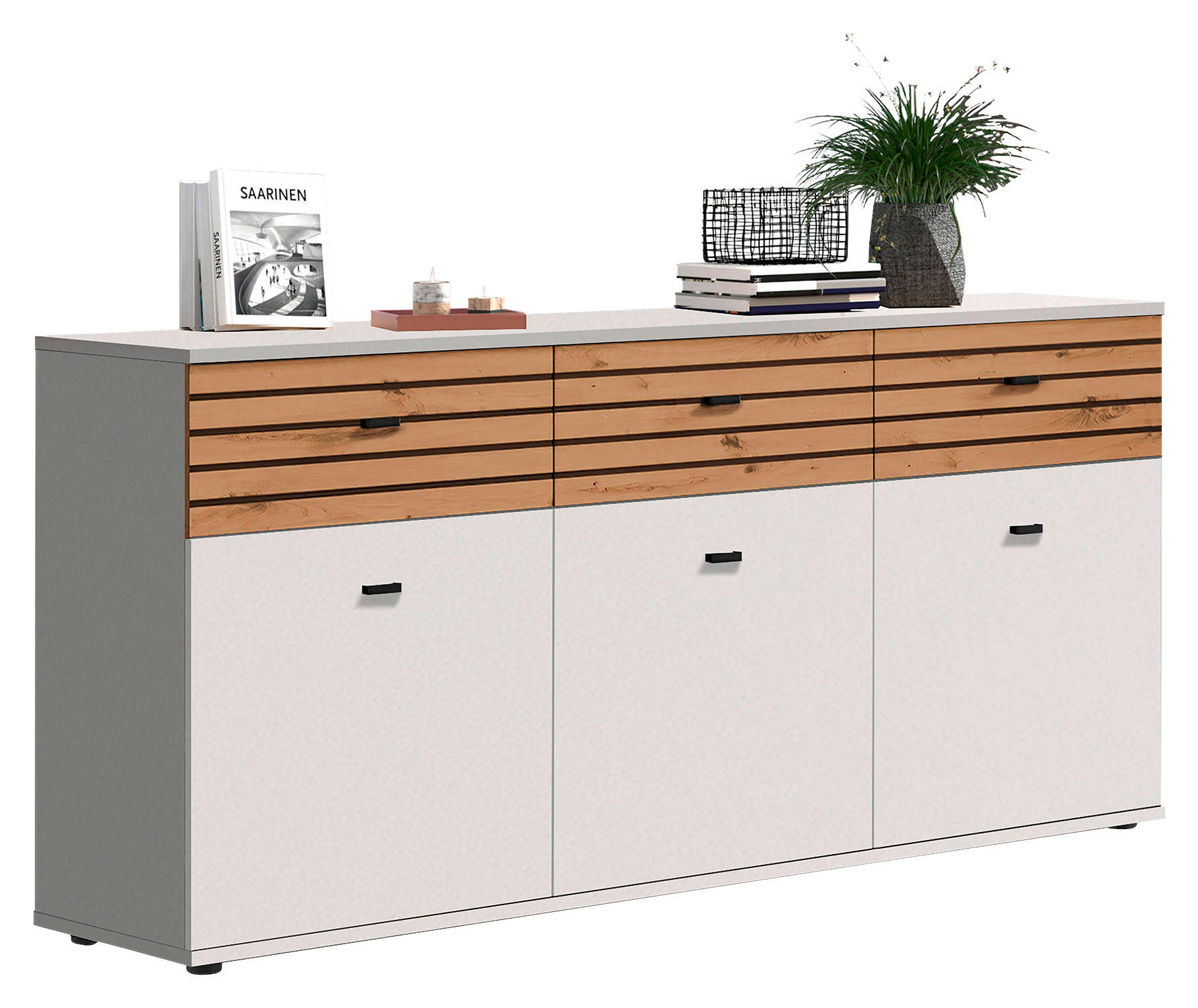 Livetastic ŠIROKÁ KOMODA, biela, dub artisan, 168/80/38 cm