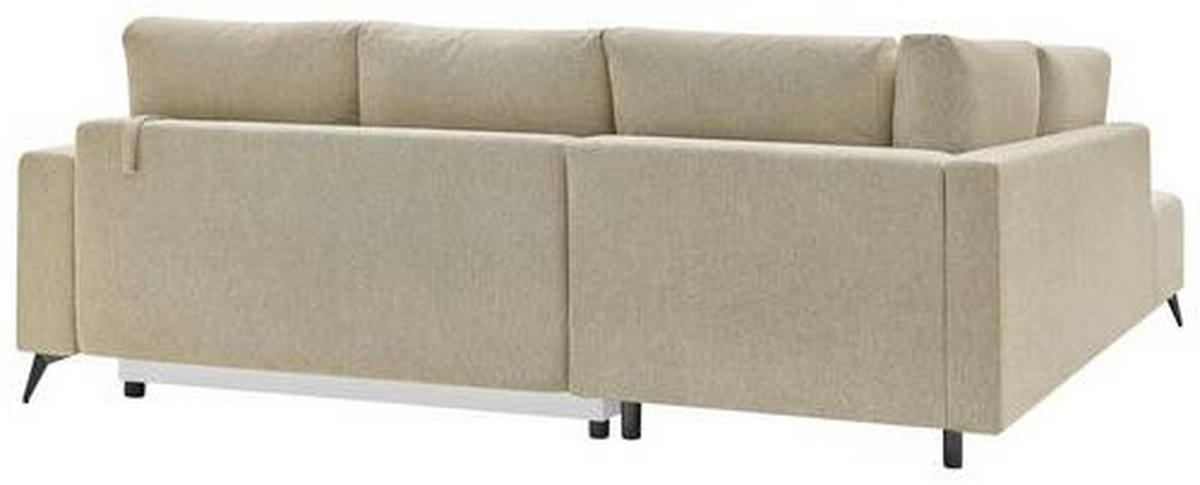 ECKSOFA RAFAEL Hellbraun Struktur Rückenkissen, Bettkasten  - Hellbraun/Schwarz, Design, Textil/Metall (218/269cm) - P & B