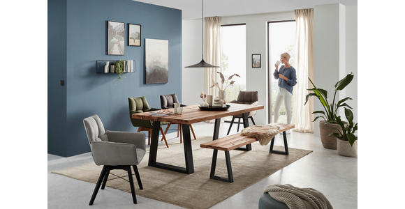 ESSTISCH in Holz, Metall 220/100/76 cm  - Wildeiche/Anthrazit, Design, Holz/Metall (220/100/76cm) - Waldwelt