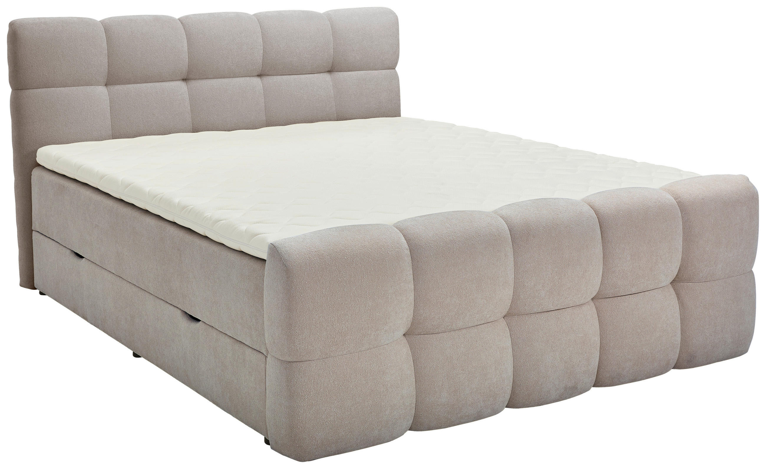 BOXBETT 180/200 cm  in Hellgrau  - Hellgrau/Schwarz, Design, Holz/Kunststoff (180/200cm) - Moderano